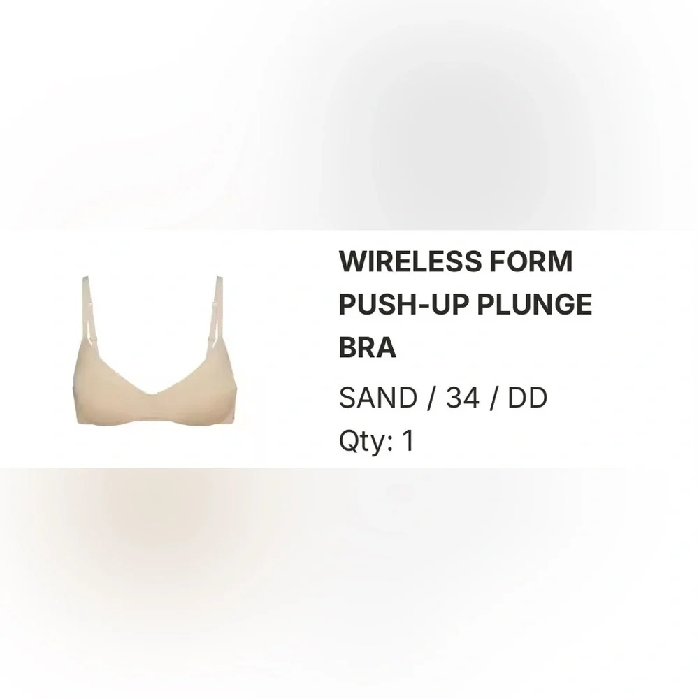 SKIMS Wireless Form Push-Up Plunge Bra in Sand - Picture 1 of 3